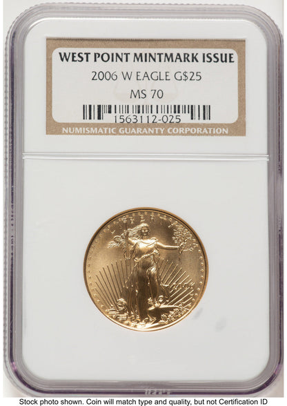 2006-W Burnished Gold Eagle 1/2 oz Brown Label NGC MS70