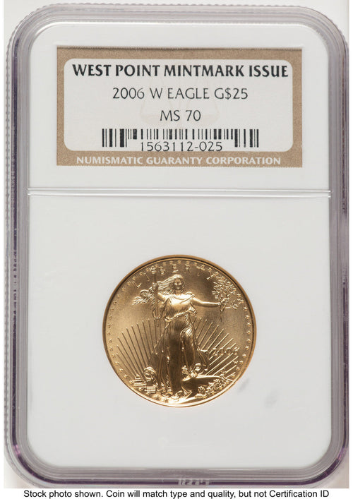 2006-W Burnished Gold Eagle 1/2 oz Brown Label NGC MS70