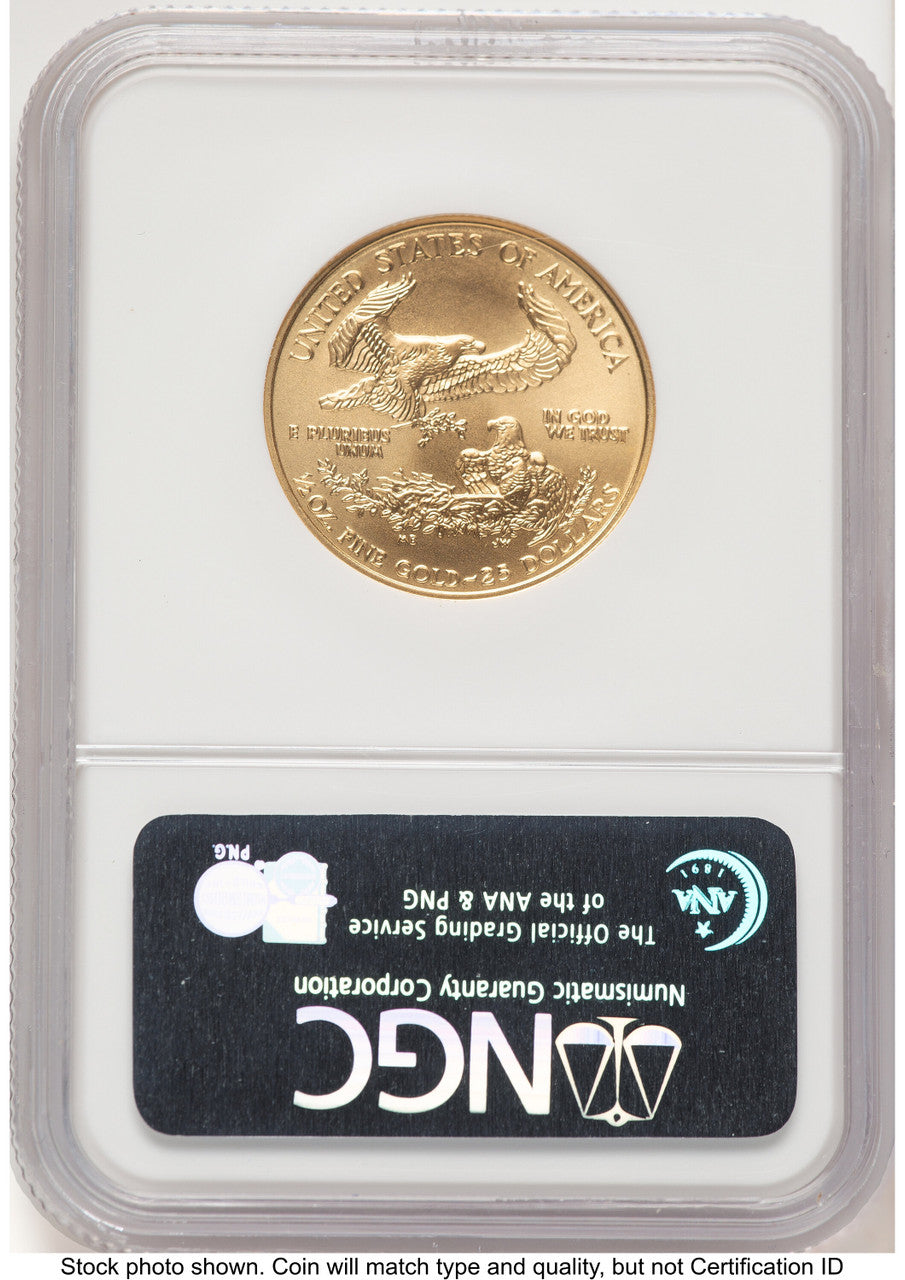 2006-W Burnished Gold Eagle 1/2 oz Brown Label NGC MS70