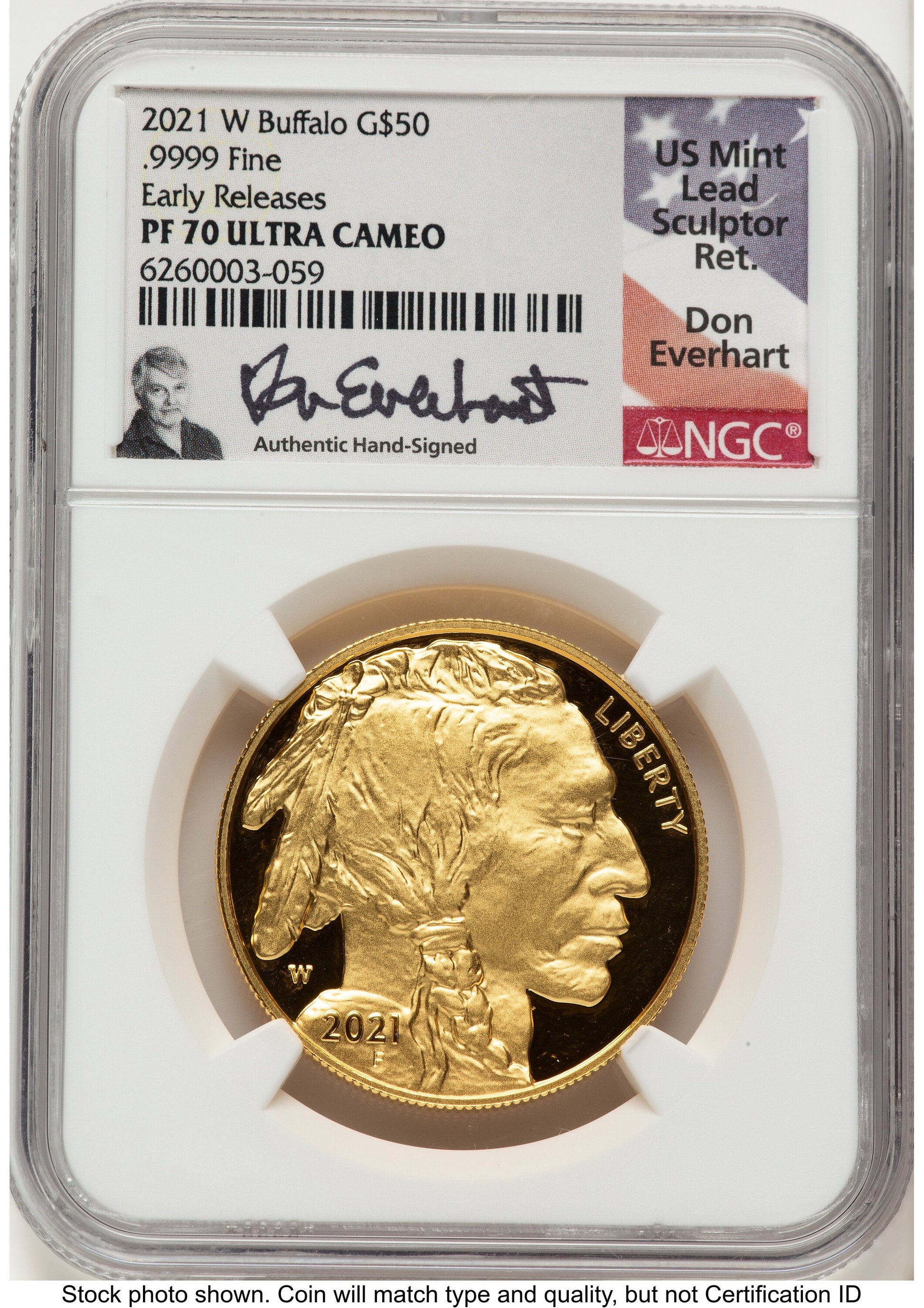 2021-W Proof Gold Buffalo 1 oz ER Don Everhart NGC PF70
