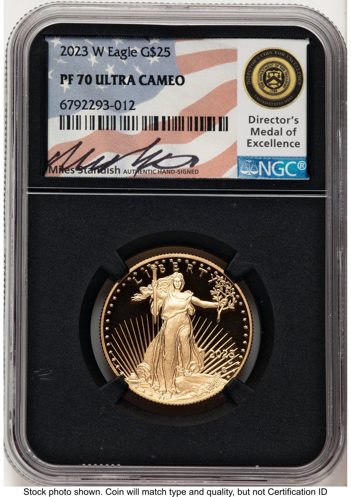 2023-W Proof Gold Eagle 1/2 oz Miles Standish NGC PF70