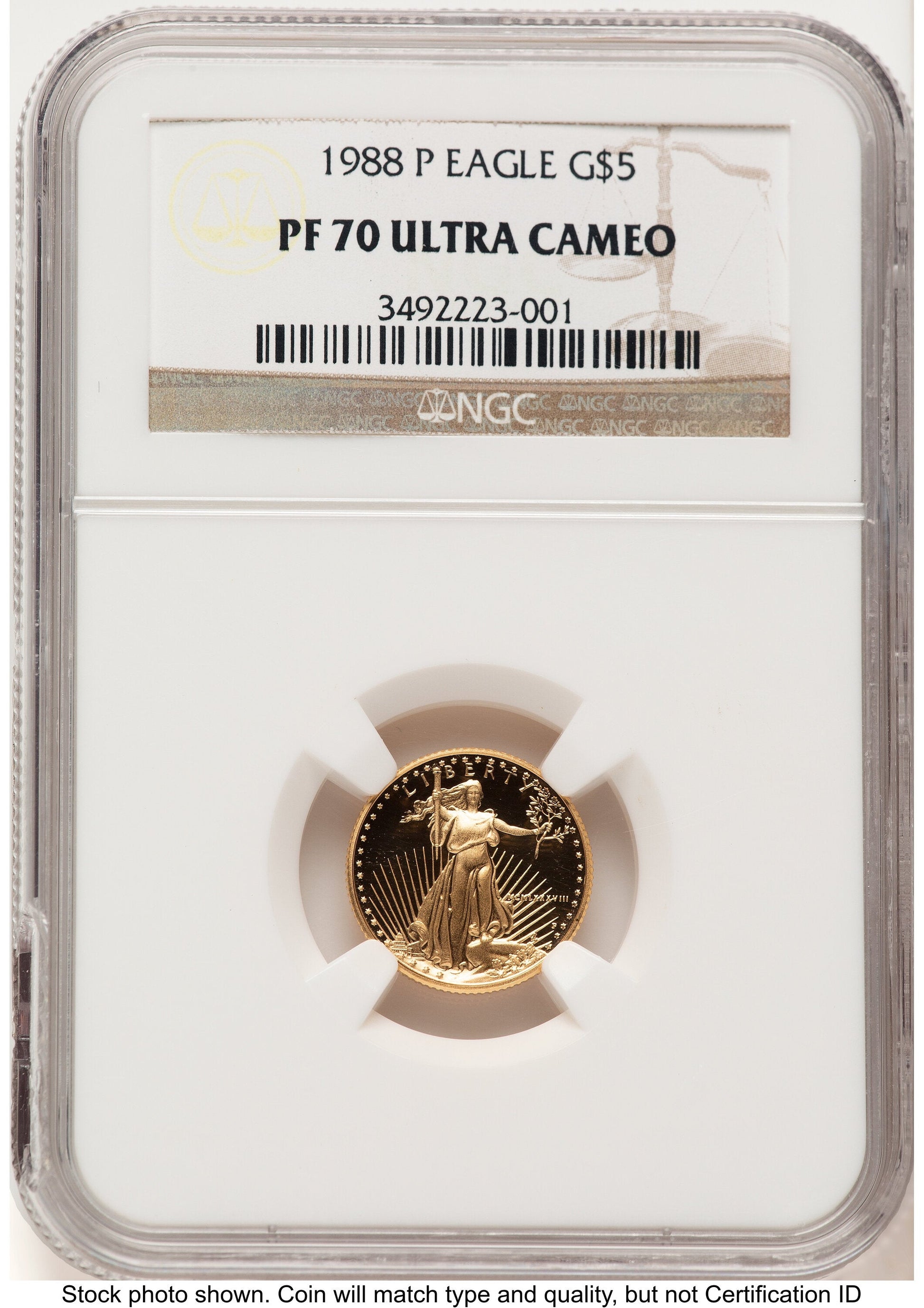 1988-P Proof Gold Eagle 1/10 oz Brown Label NGC PF70