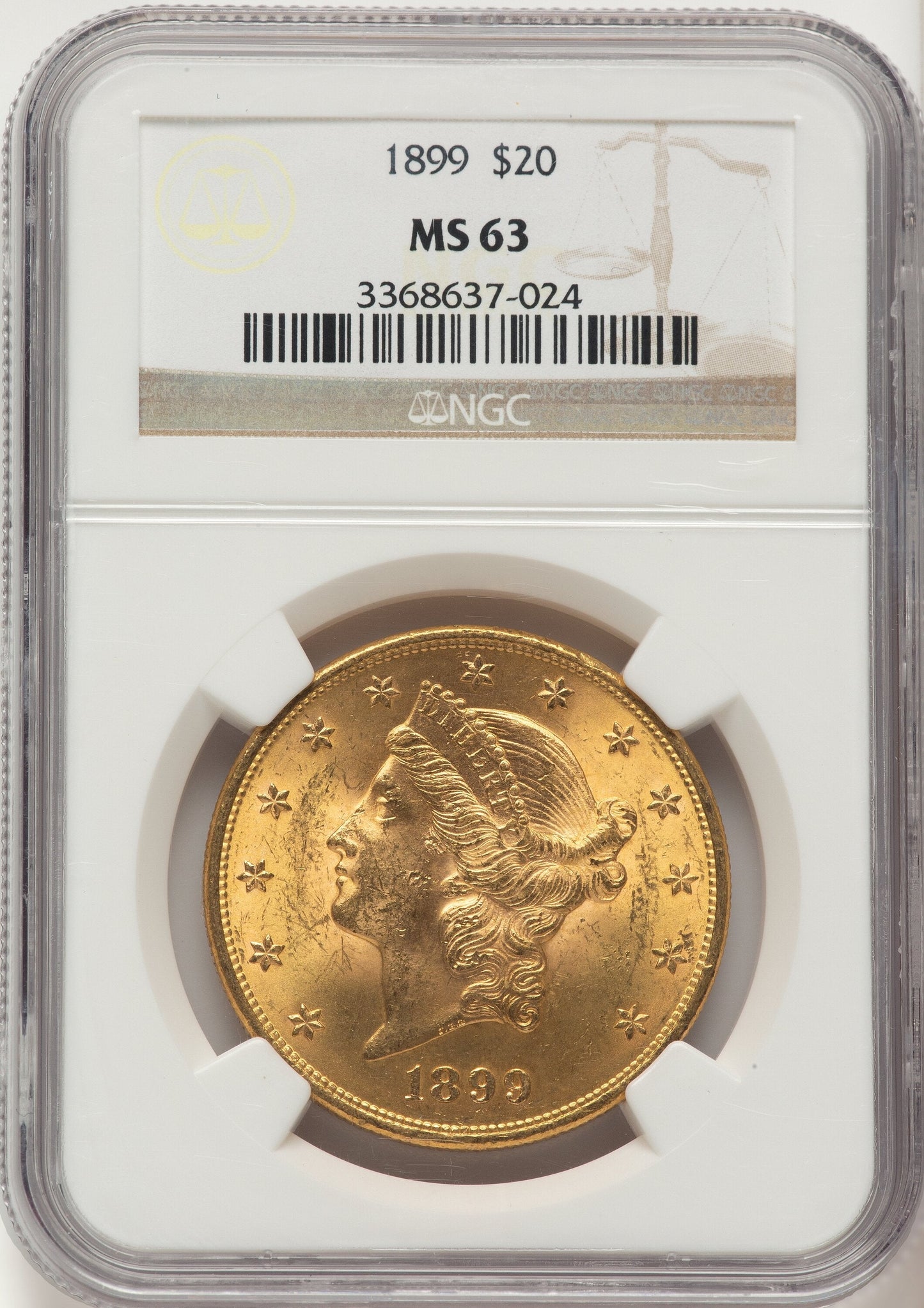 1899 $20 Liberty Double Eagle NGC MS63