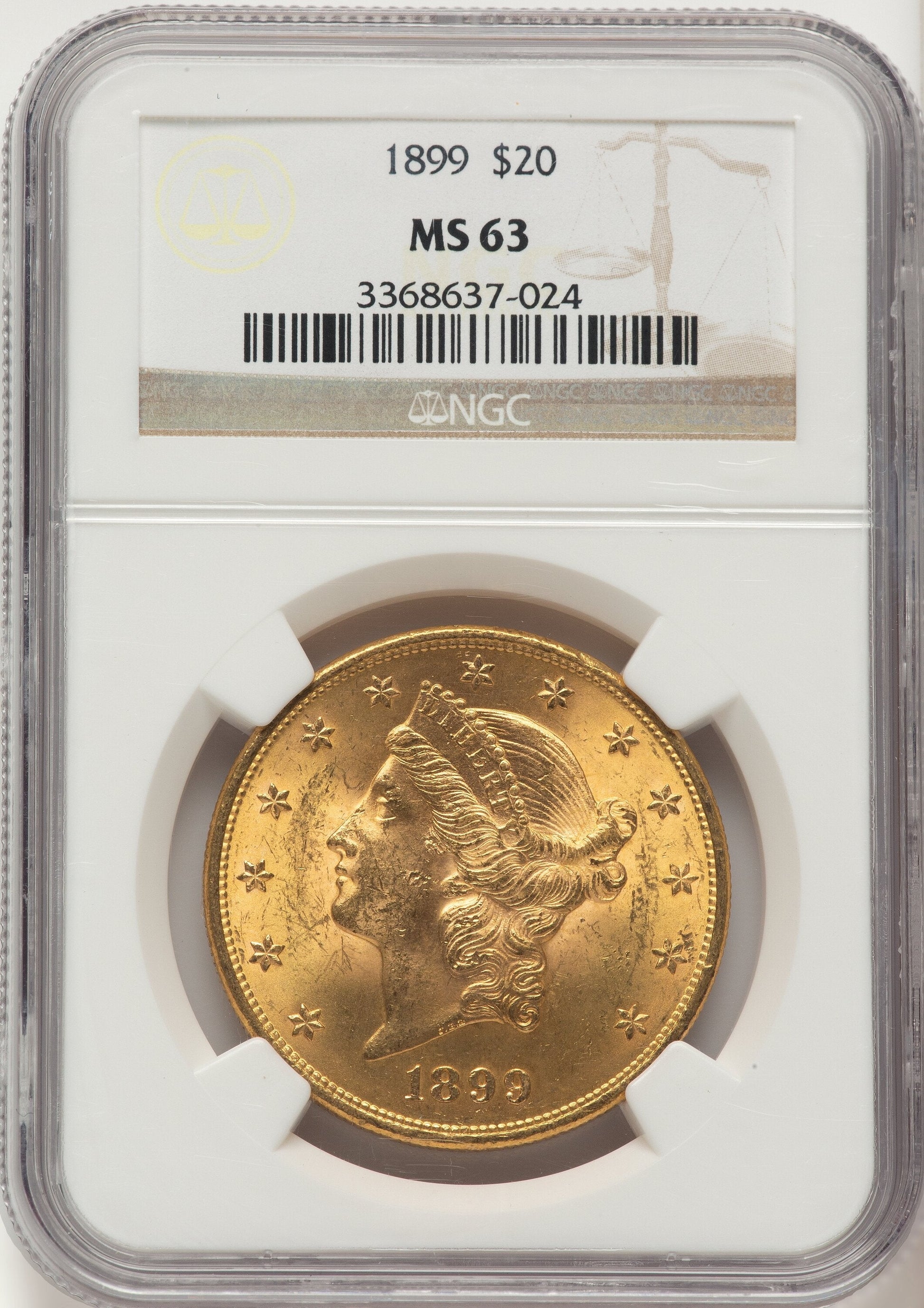 1899 $20 Liberty Double Eagle NGC MS63