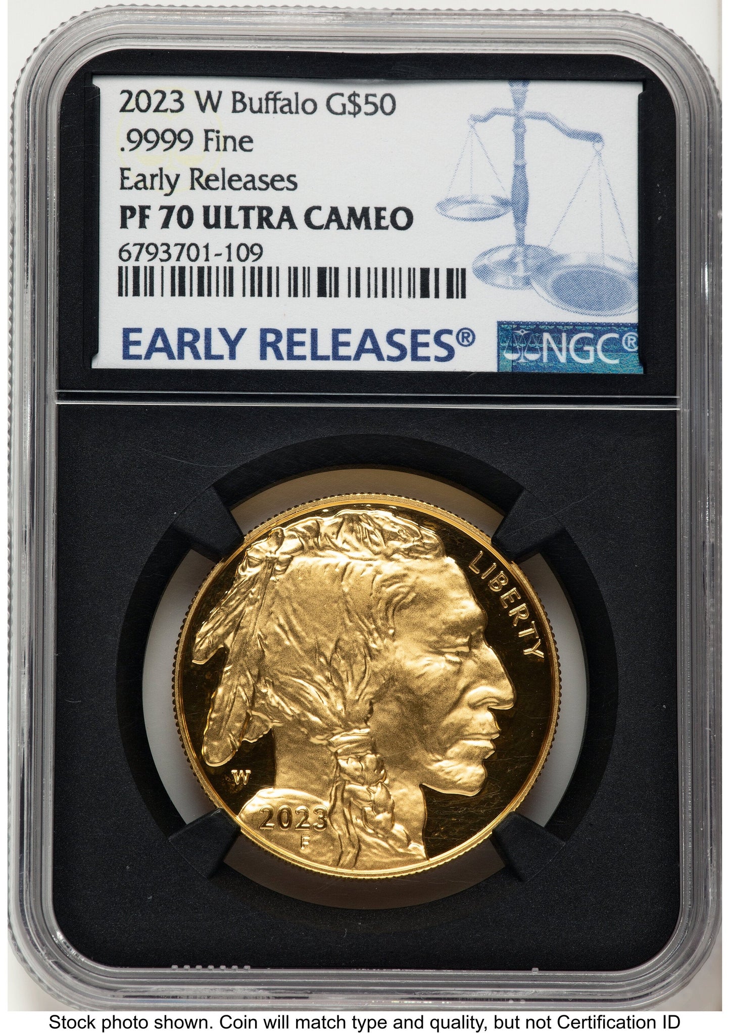 2023-W Proof Gold Buffalo 1 oz ER Blue NGC PF70