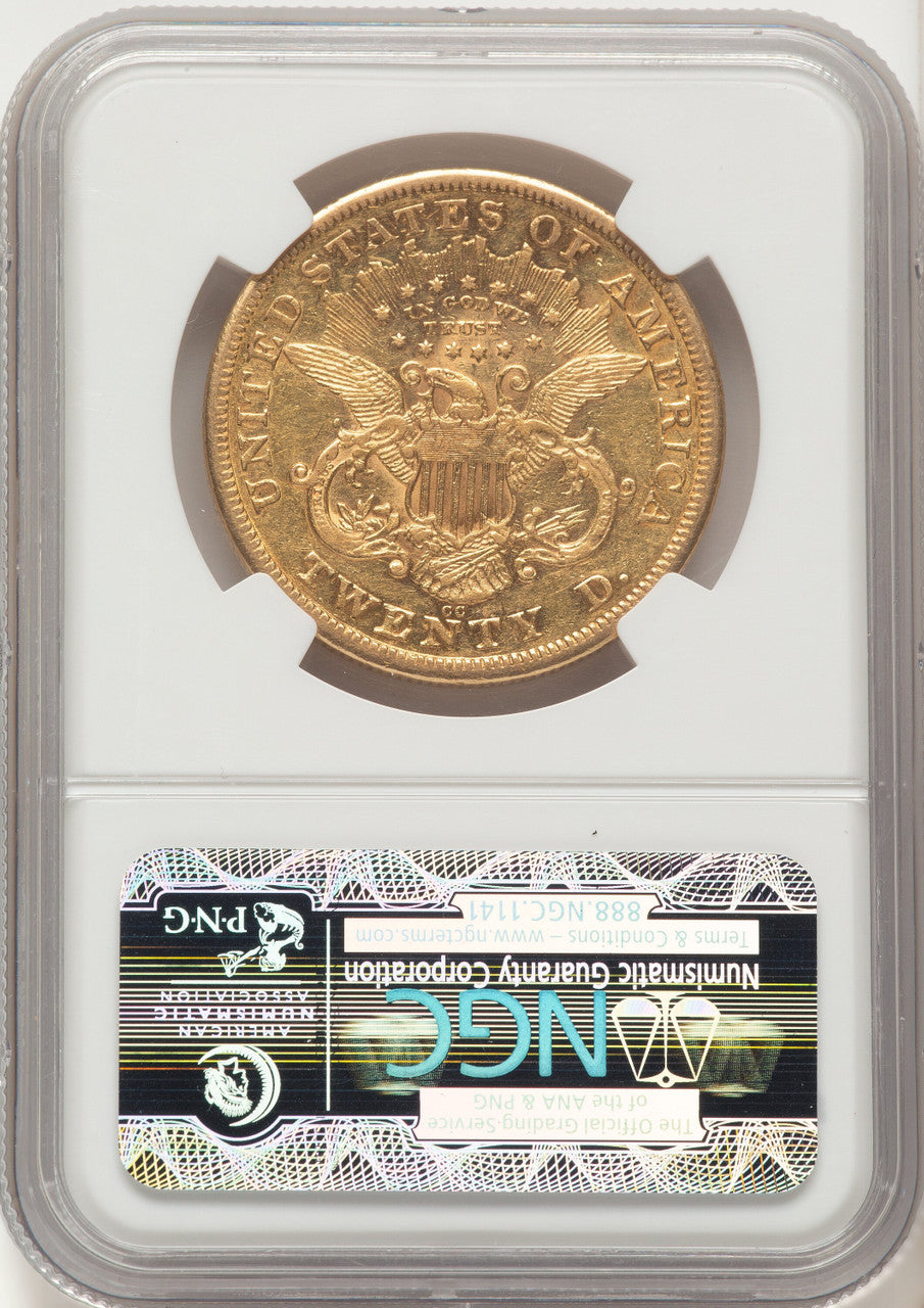 1876-CC $20 Brown Label Liberty Double Eagle NGC XF45