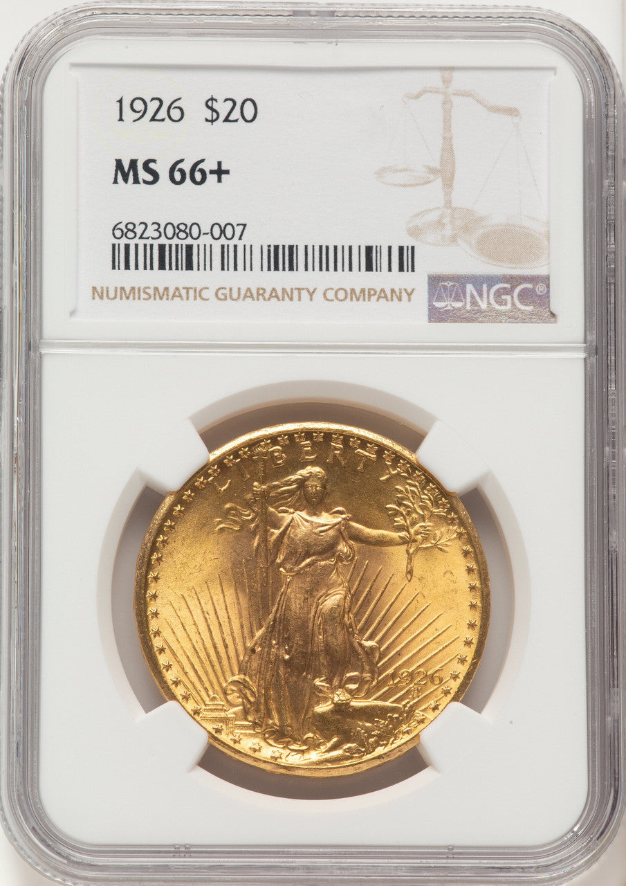 1926 $20 Brown Label Saint-Gaudens Double Eagle NGC MS66+
