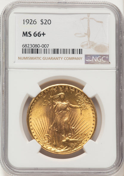 1926 $20 Brown Label Saint-Gaudens Double Eagle NGC MS66+