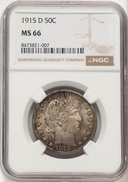 1915-D 50C Barber Half Dollar NGC MS66