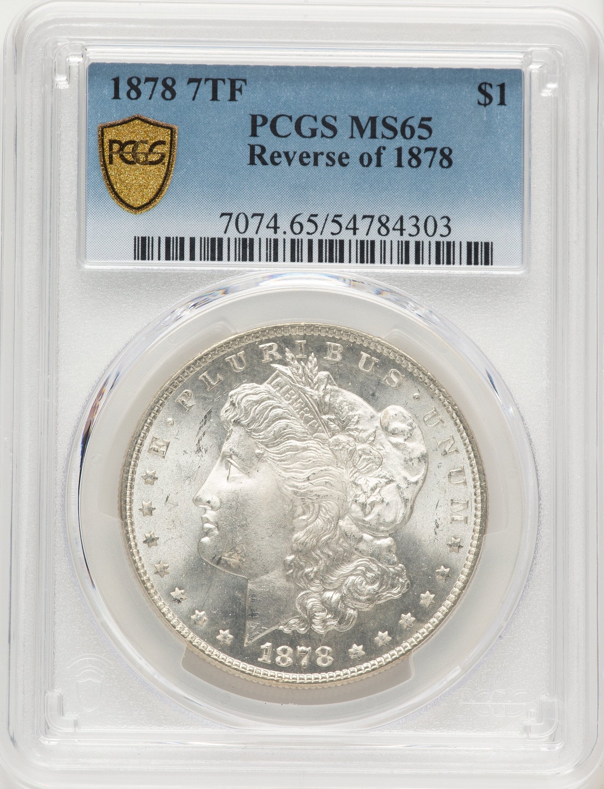 1878 7TF Reverse of 1878 Morgan Dollar PCGS MS65