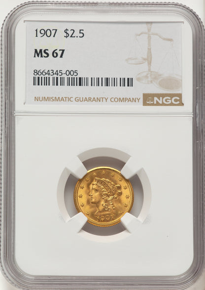 1907 $2.50 Liberty Quarter Eagle NGC MS67