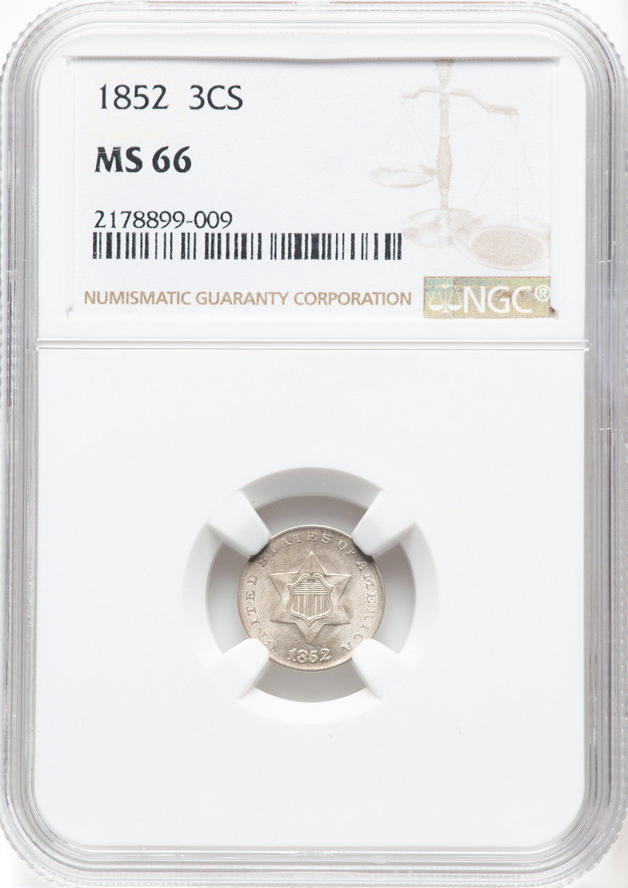 1852 3CS Three Cent Silver NGC MS66
