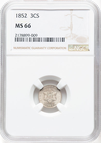 1852 3CS Three Cent Silver NGC MS66