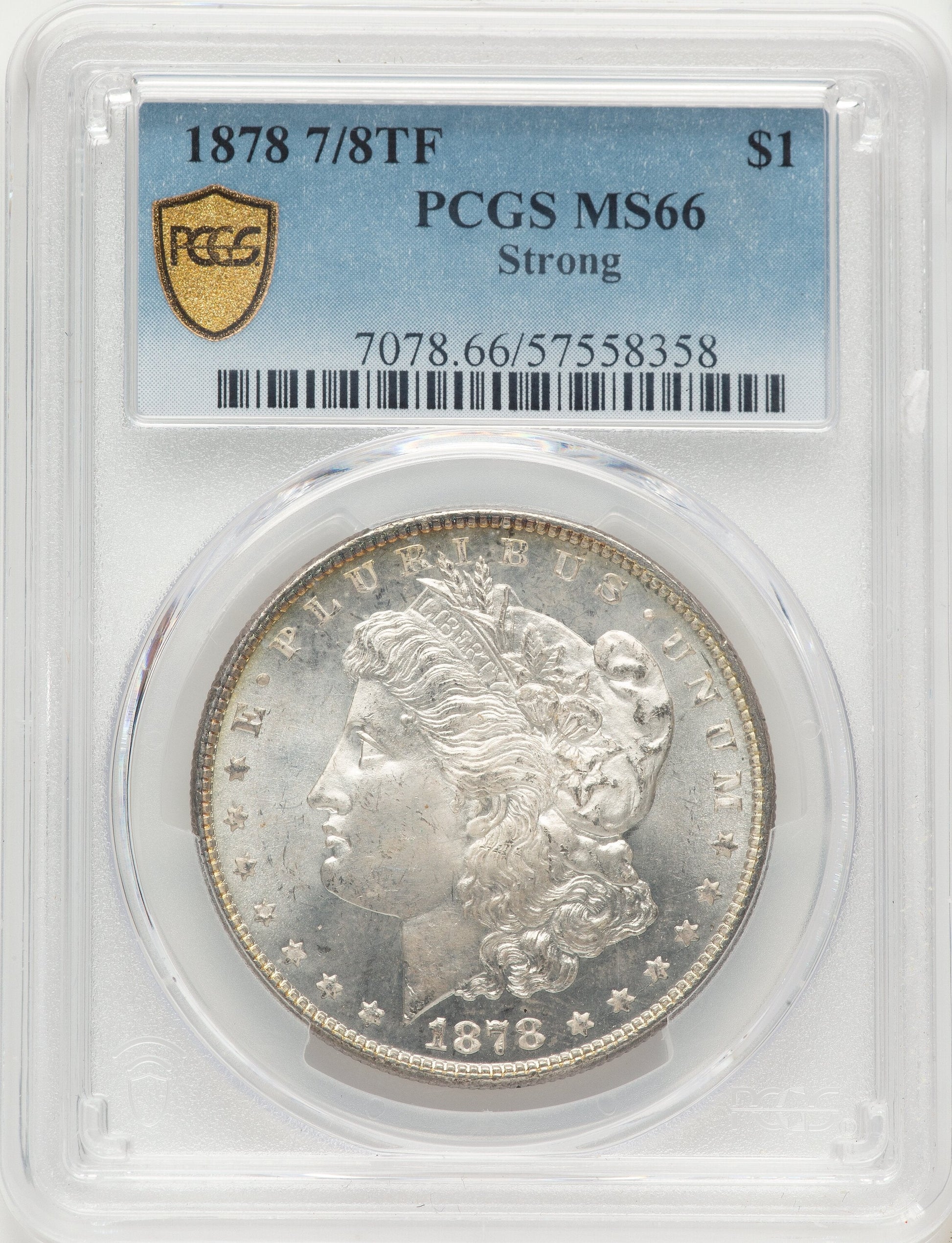 1878 7/8TF STRONG Morgan Dollar PCGS MS66