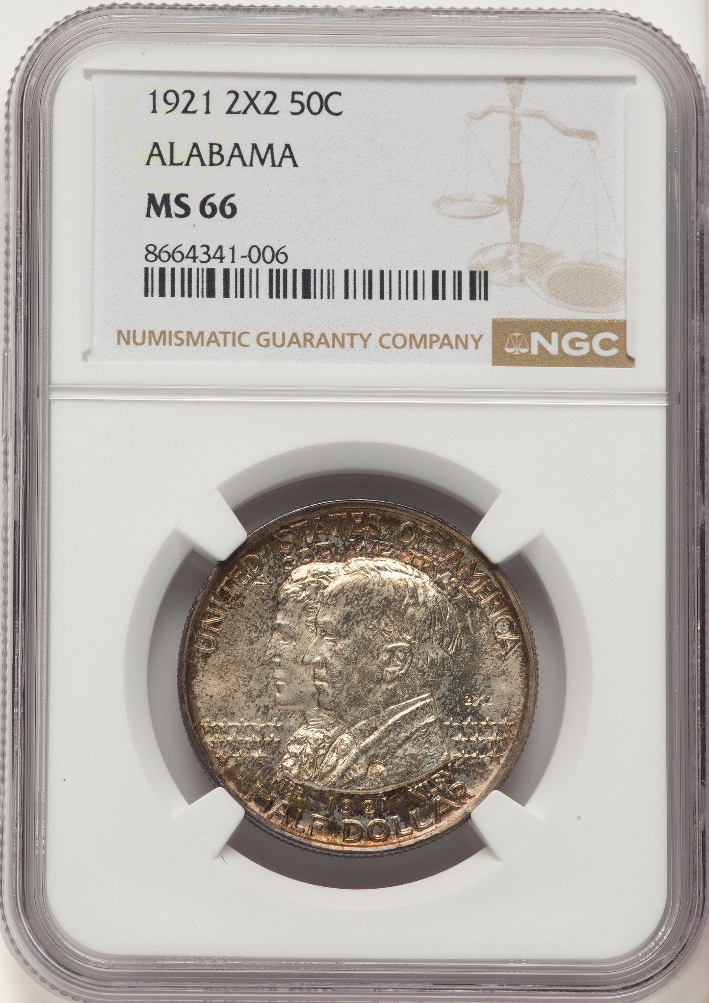 1921 50C Alabama 2X2 Commemorative Silver NGC MS66