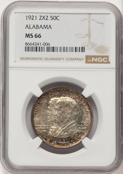 1921 50C Alabama 2X2 Commemorative Silver NGC MS66