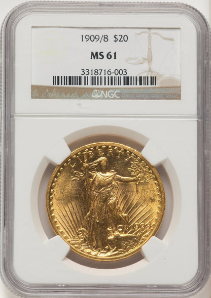 1909/8 $20 FS-301 Saint-Gaudens Double Eagle NGC MS61