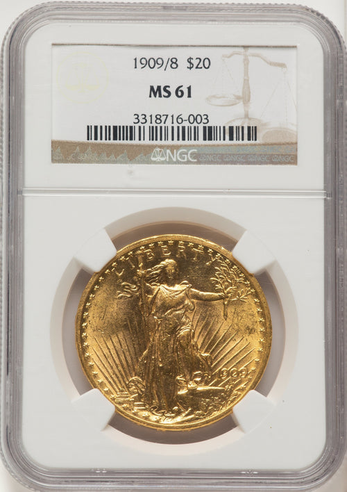 1909/8 $20 FS-301 Saint-Gaudens Double Eagle NGC MS61
