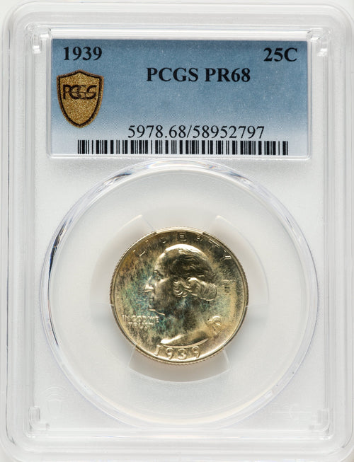1939 25C Proof Washington Quarter PCGS PR68