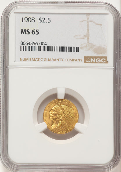 1908 $2.50 Indian Quarter Eagle NGC MS65