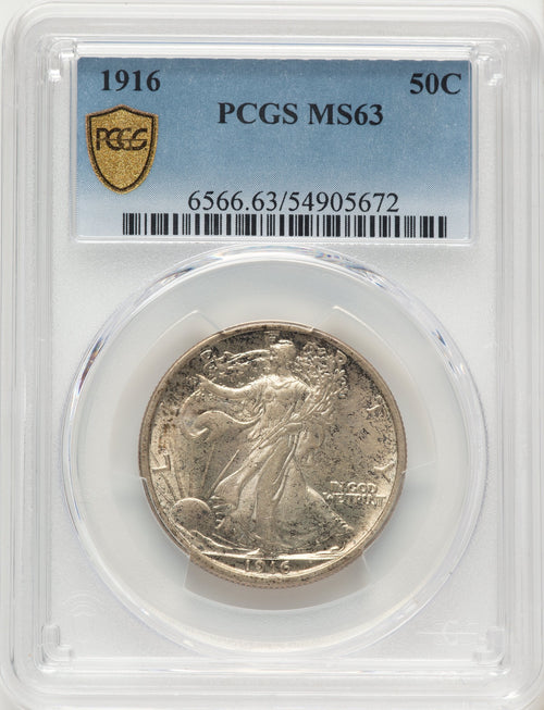 1916 50C Walking Liberty Half Dollar PCGS MS63