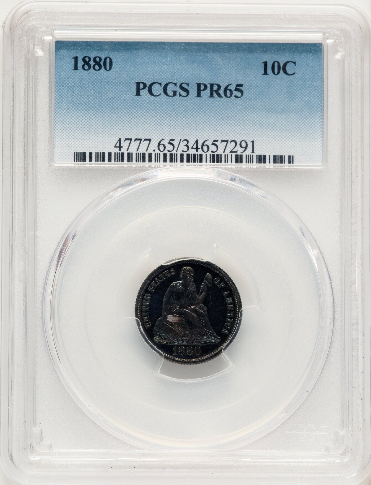 1880 10C Proof Seated Dime PCGS PR65