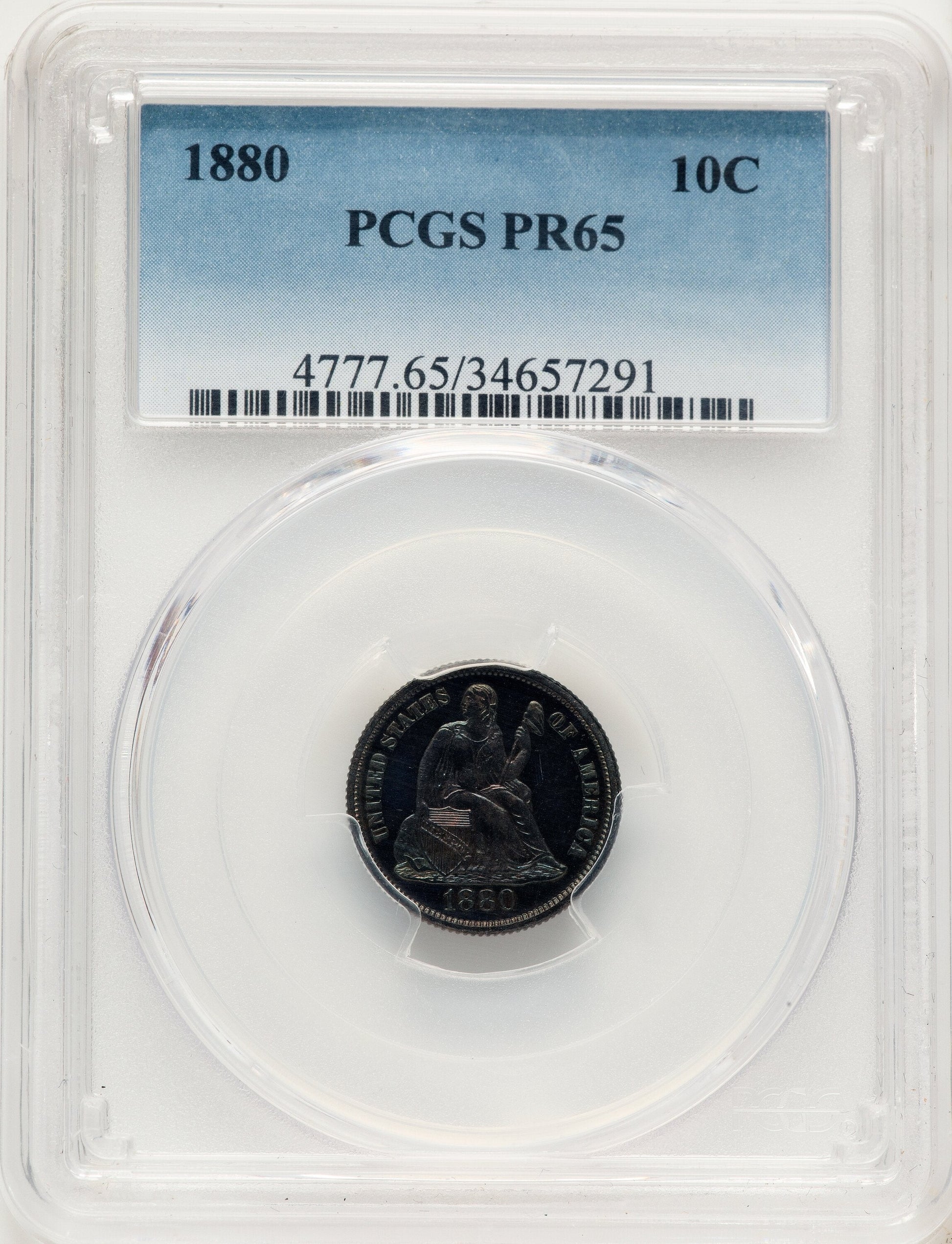 1880 10C Proof Seated Dime PCGS PR65