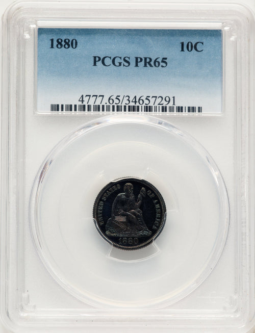 1880 10C Proof Seated Dime PCGS PR65