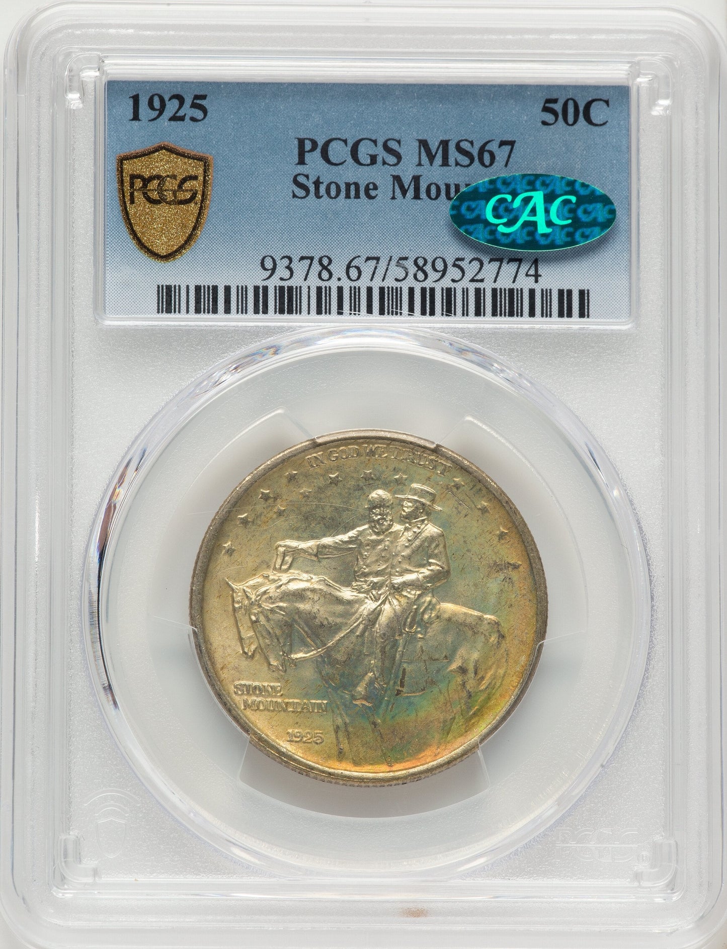 1925 50C Stone Mountain CAC Commemorative Silver PCGS MS67