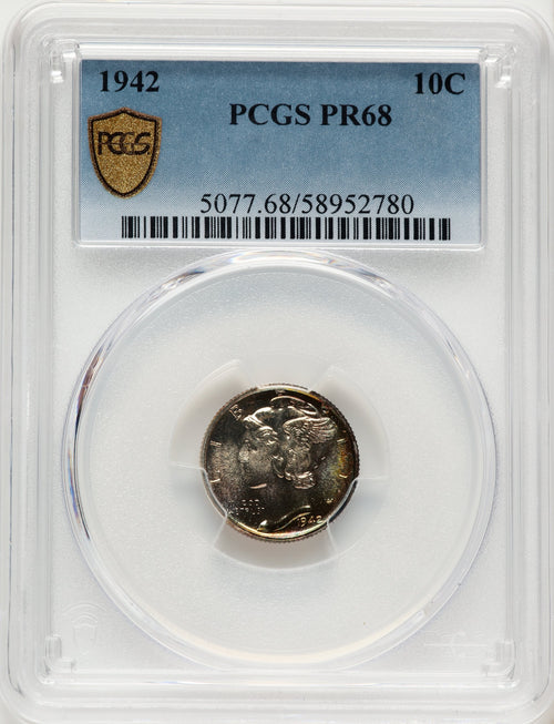 1942 10C Proof Mercury Dime PCGS PR68