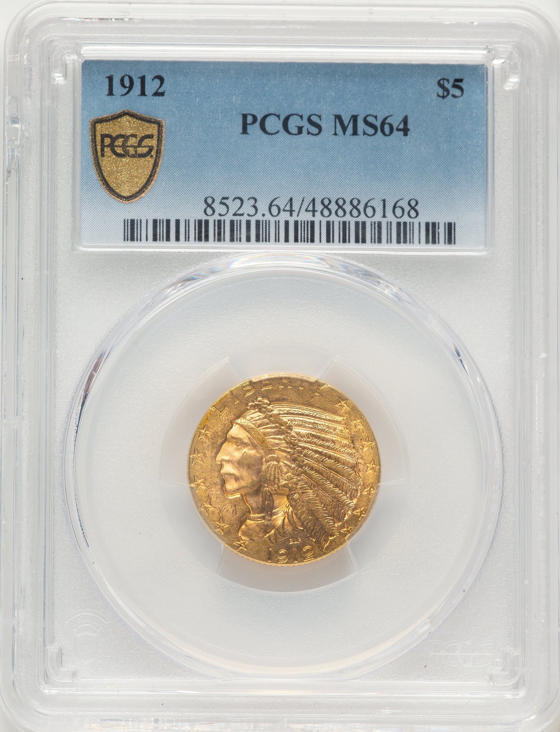 1912 $5 Indian Half Eagle PCGS MS64