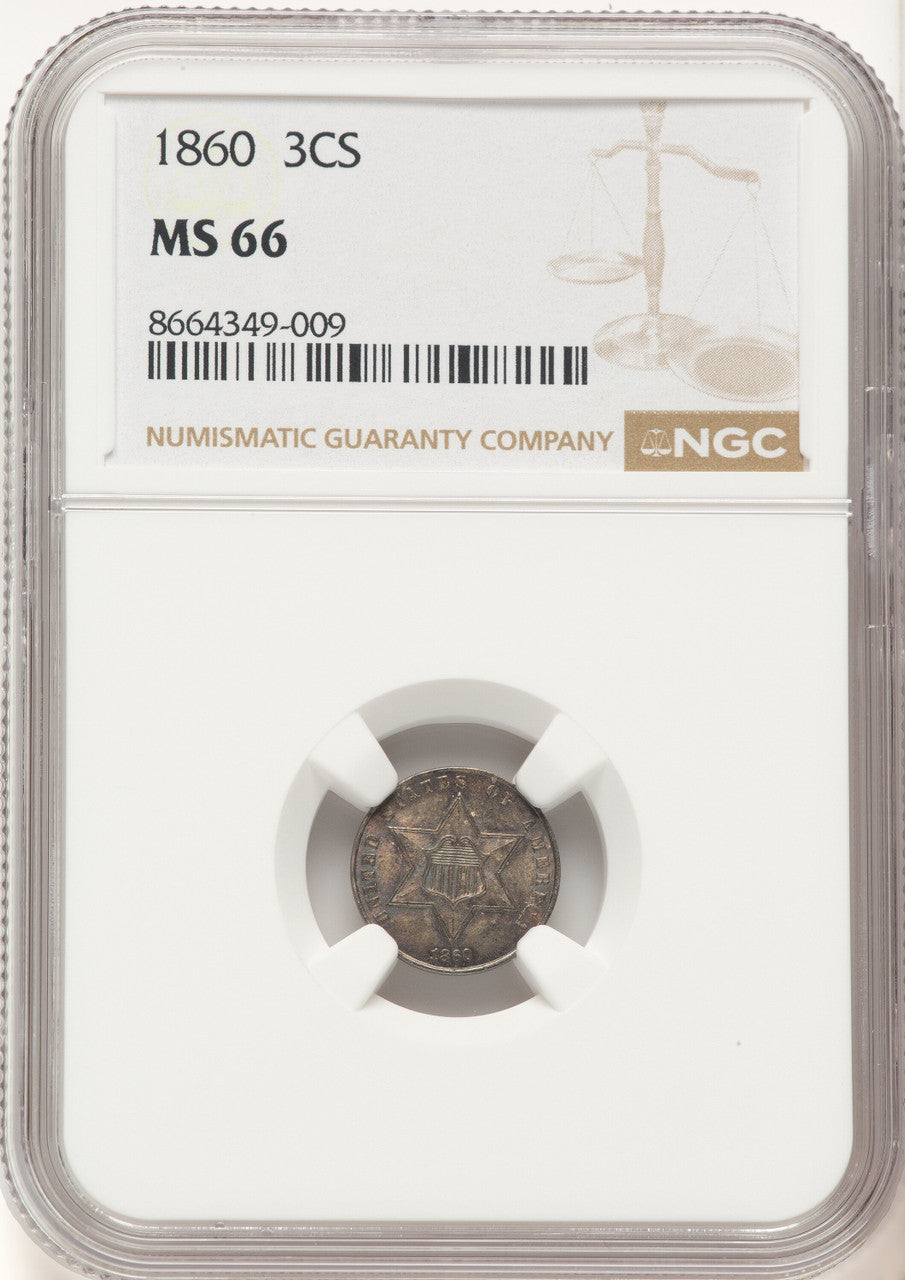1860 3CS Three Cent Silver NGC MS66