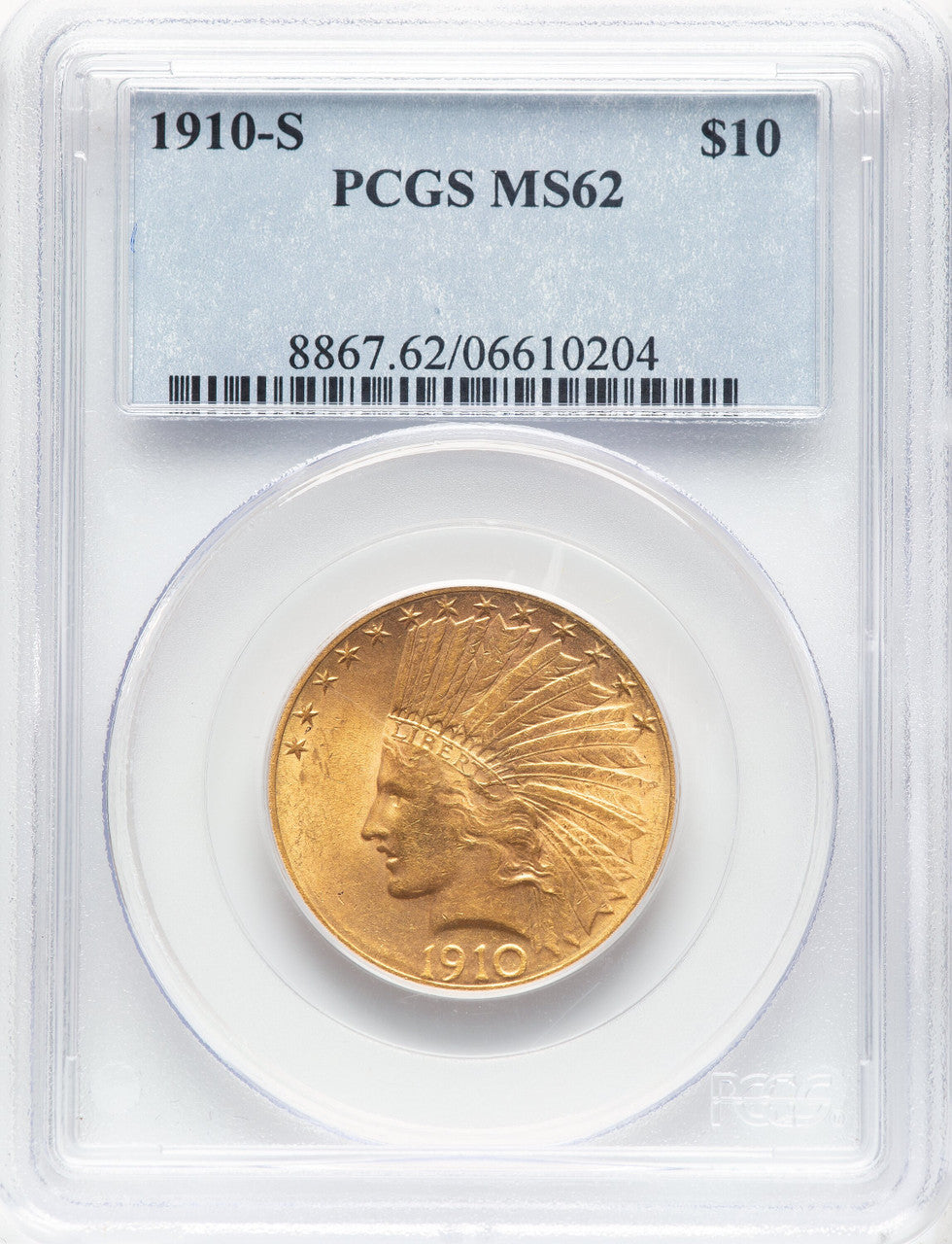 1910-S $10 Indian Eagle PCGS MS62