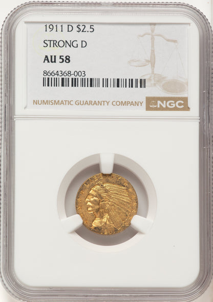 1911-D $2.50 Indian Quarter Eagle NGC AU58