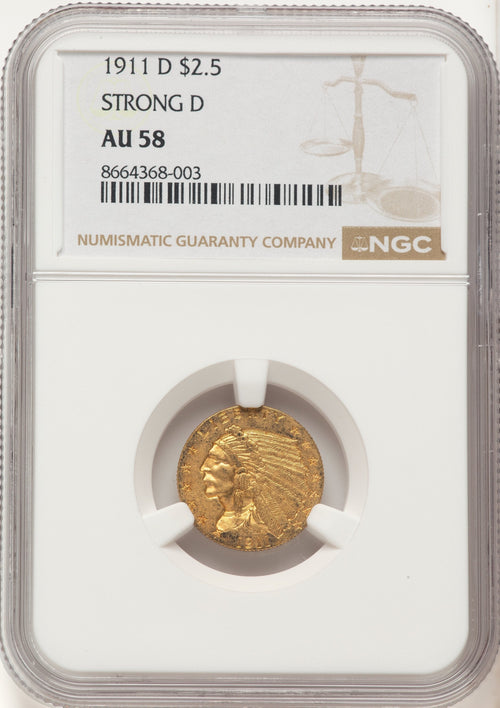 1911-D $2.50 Indian Quarter Eagle NGC AU58