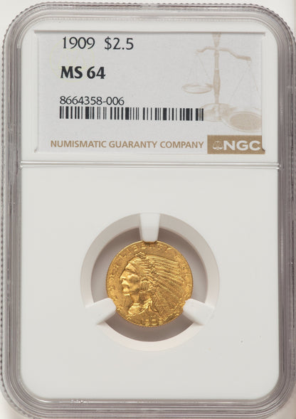 1909 $2.50 Indian Quarter Eagle NGC MS64