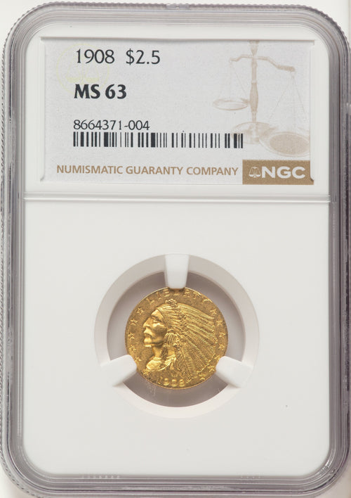1908 $2.50 Indian Quarter Eagle NGC MS63