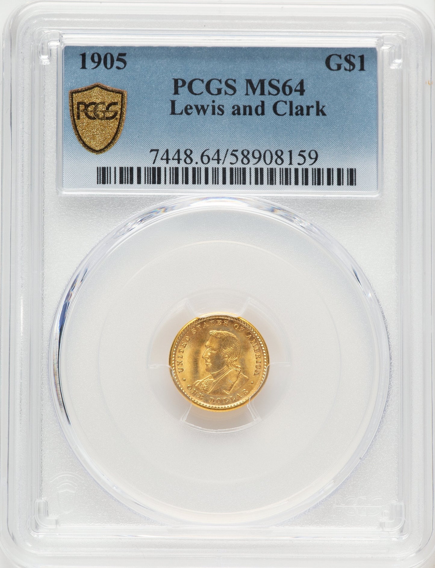 1905 G$1 Lewis and Clark Commemorative Gold PCGS MS64