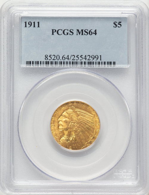 1911 $5 Indian Half Eagle PCGS MS64