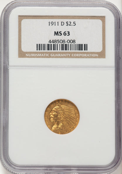 1911-D $2.50 Indian Quarter Eagle NGC MS63