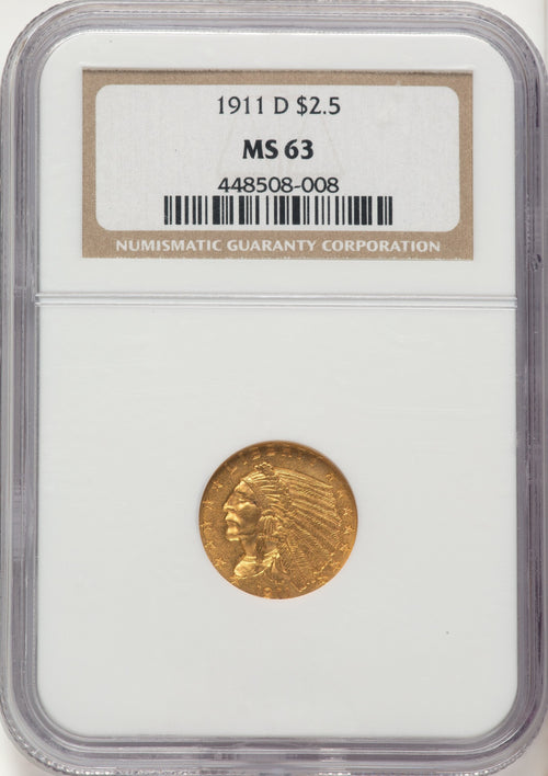 1911-D $2.50 Indian Quarter Eagle NGC MS63