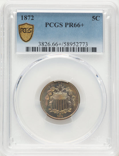 1872 5C Proof Shield Nickel PCGS PR66+