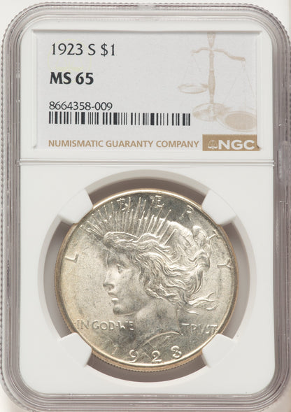 1923-S Peace Dollar NGC MS65