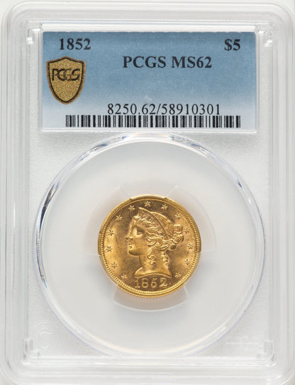 1852 $5 Liberty Half Eagle PCGS MS62