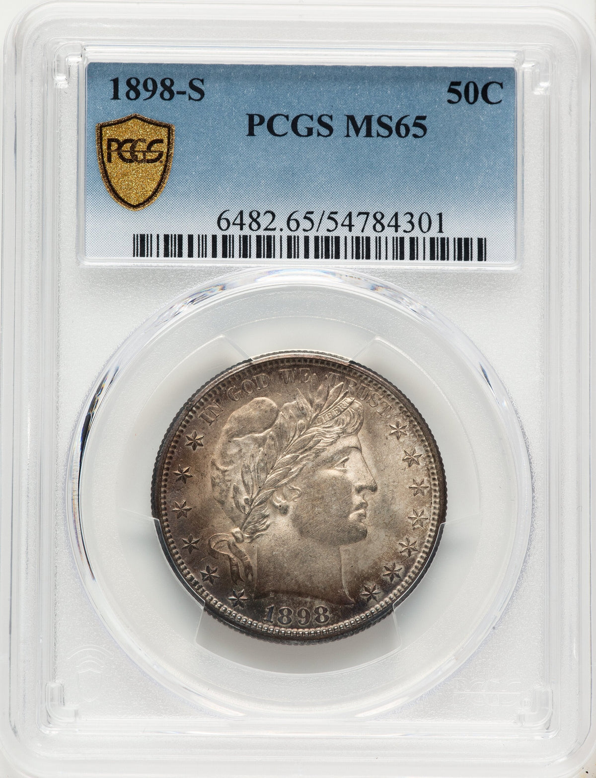 1898-S 50C Barber Half Dollar PCGS MS65