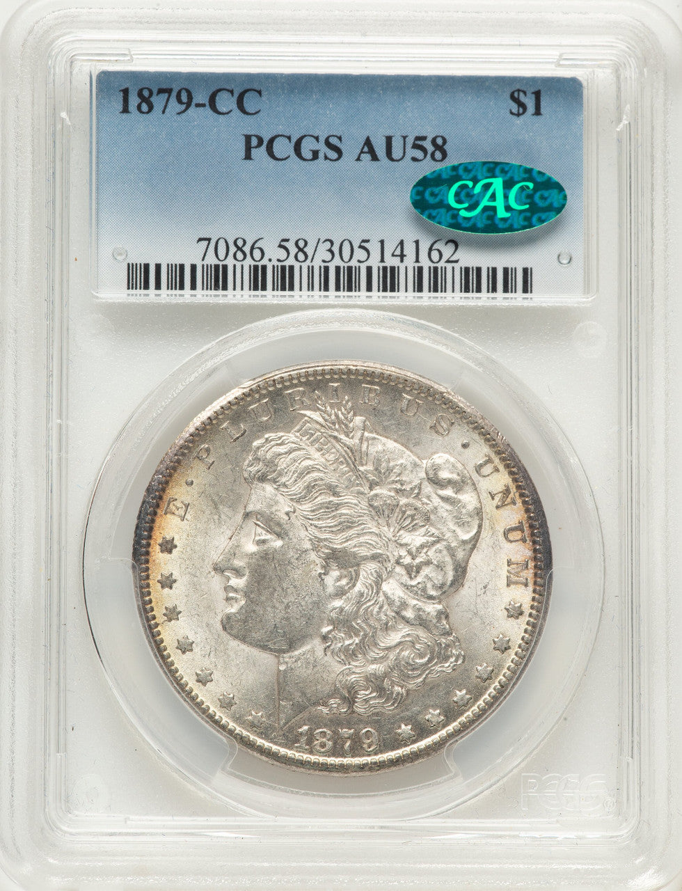 1879-CC CAC Morgan Dollar PCGS AU58