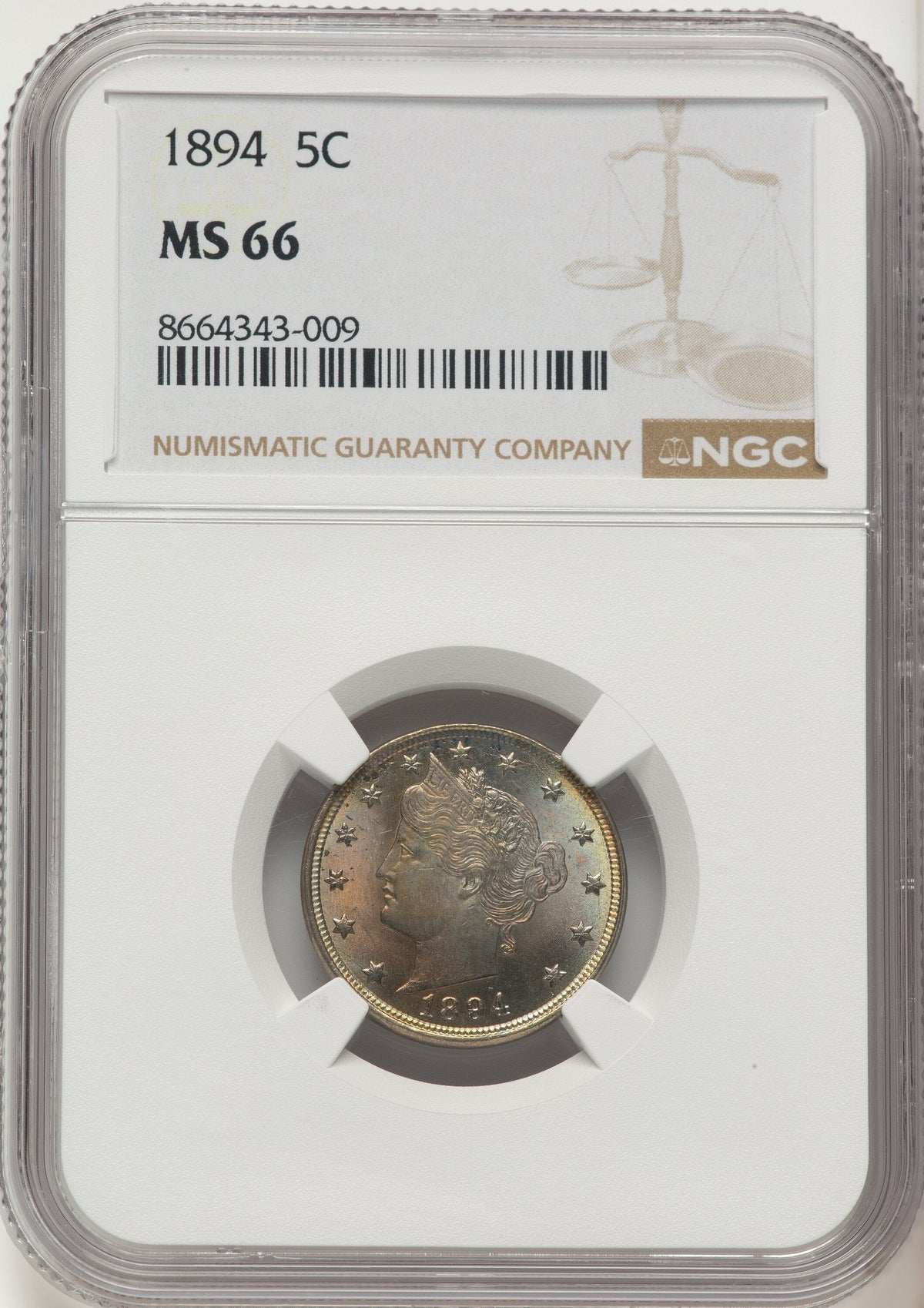 1894 5C Liberty Nickel NGC MS66