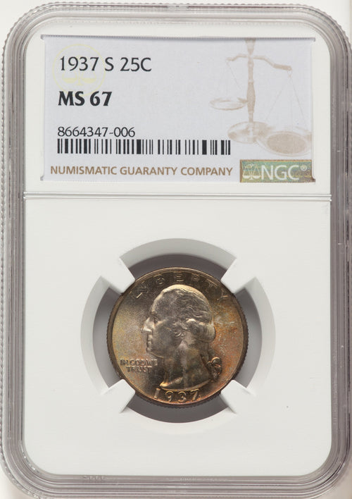 1937-S 25C Washington Quarter NGC MS67
