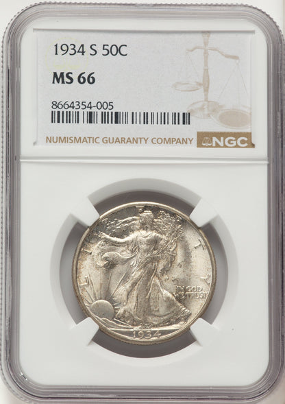 1934-S 50C Walking Liberty Half Dollar NGC MS66