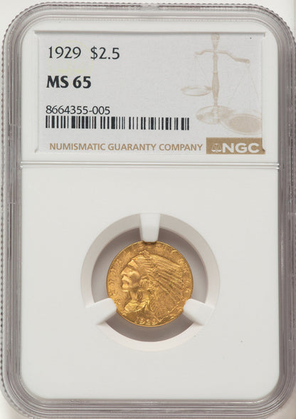 1929 $2.50 Indian Quarter Eagle NGC MS65